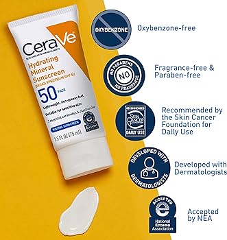 CeraVe Hydrating Mineral Sunscreen SPF 50 – Face Sheer Tint (48g)