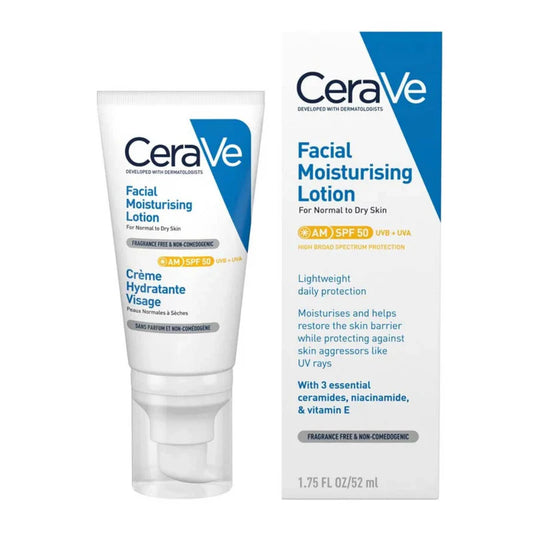 CeraVe AM Facial Moisturising Lotion SPF 50 – Daily Hydration + Sun Protection (52ml)