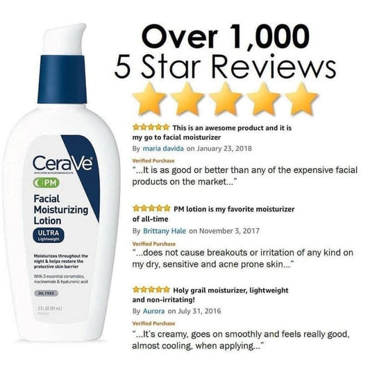 CeraVe AM & PM Facial Moisturizing Lotion Bundle – 2-Pack (89ml Each)