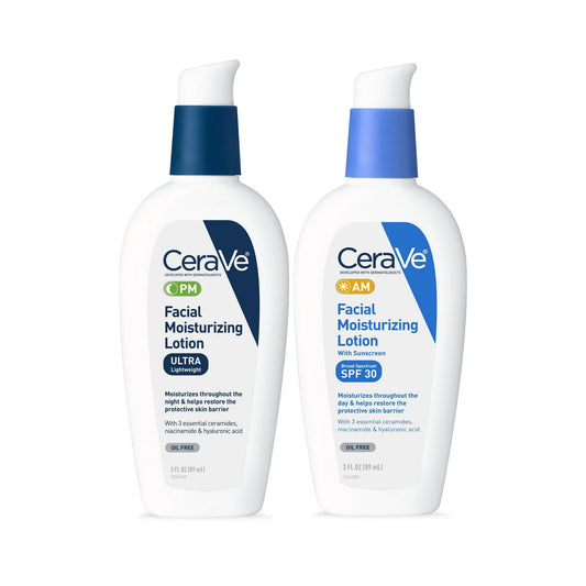 CeraVe AM & PM Facial Moisturizing Lotion Bundle – 2-Pack (89ml Each)