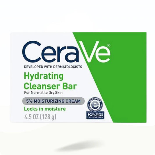 CeraVe Hydrating Cleanser Bar – Gentle Soap-Free Face & Body Bar for Normal to Dry Skin (128g)