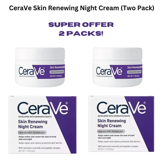 CeraVe Skin Renewing Night Cream – Two Pack (2 x 48g) | Deep Overnight Hydration & Anti-Aging Care