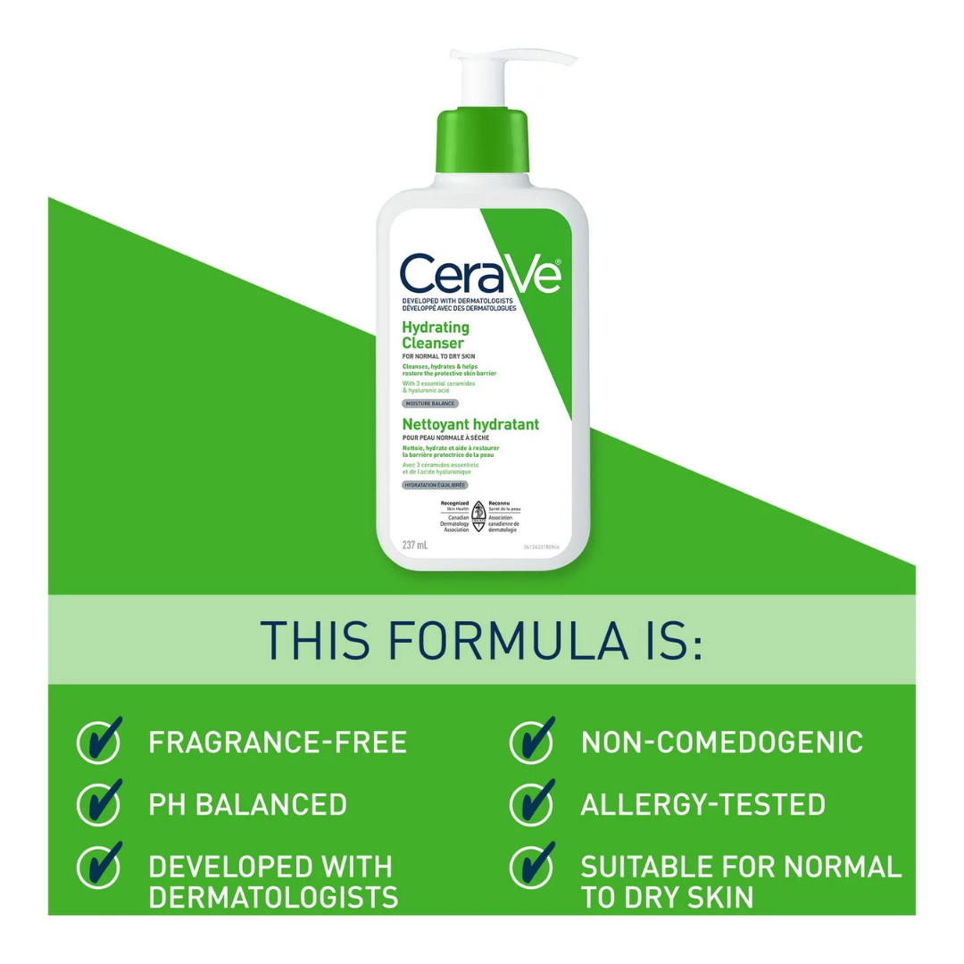 CeraVe Hydrating Facial Cleanser – Gentle Cleanser for Normal to Dry Skin (355ml)