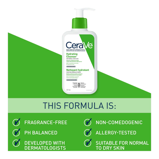 CeraVe Hydrating Facial Cleanser – Gentle Cleanser for Normal to Dry Skin (355ml)