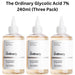 The Ordinary Glycolic Acid 7% Toning Solution (Three Pack – 240ml Each) – Brighten, Smooth & Even Your Skin Tone