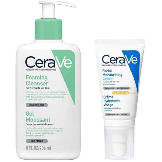 CeraVe Morning Cleanse & Protect Duo – Oil-Control & SPF 50 Protection in One Routine