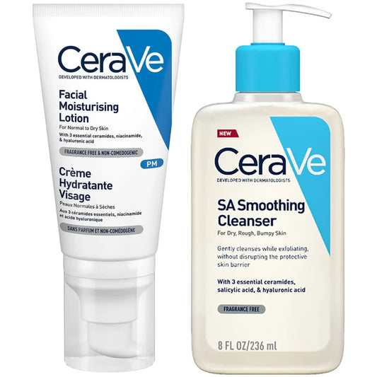 CeraVe Smoothing Skin Night-Time Bundle – Overnight Exfoliation & Hydration Duo for Rough & Bumpy Skin