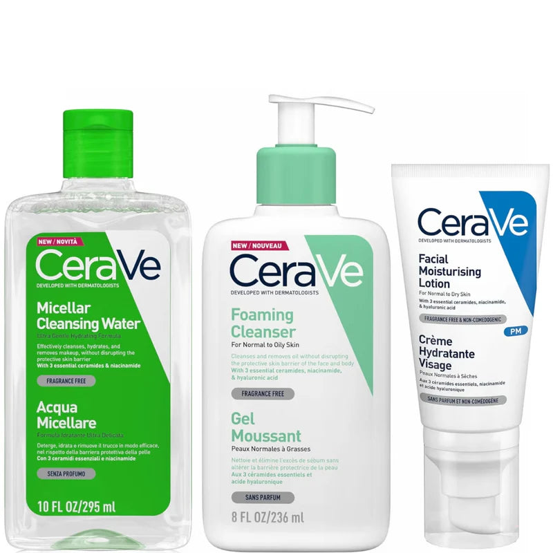 CeraVe Double Cleanse and Moisturise Bundle – Complete Hydration & Purifying Care