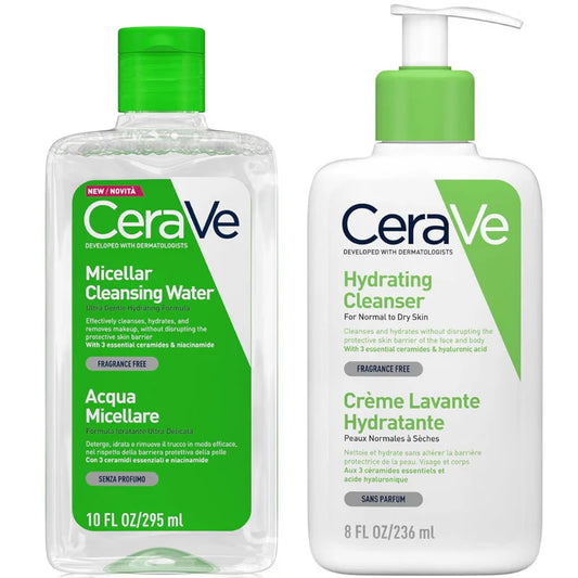 CeraVe Hydrating Double Cleansing Duo – Gentle Deep Clean for Soft, Nourished Skin