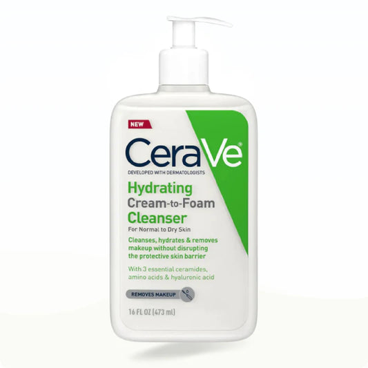 CeraVe Cream-to-Foam Cleanser – Hydrating Cleanser for Normal to Dry Skin (236ml)
