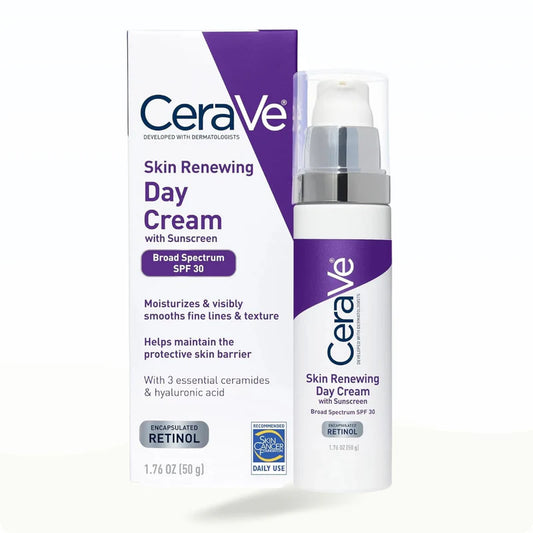 CeraVe Skin Renewing Day Cream with SPF 30 – Hydration + Anti-Aging + Sun Protection (48g)