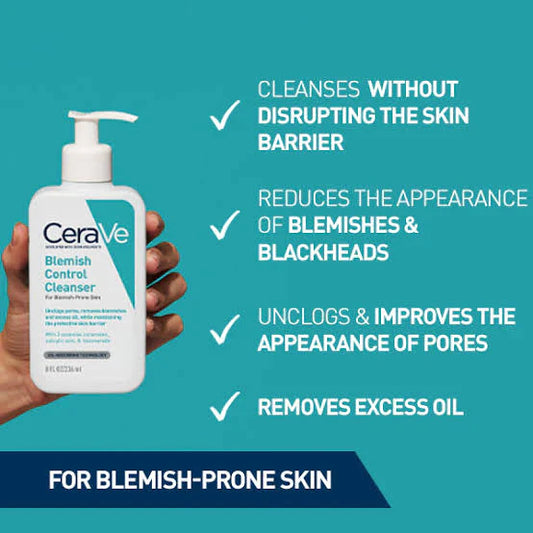 CeraVe Blemish Control Cleanser – Acne-Fighting with 4% Benzoyl Peroxide (236ml)