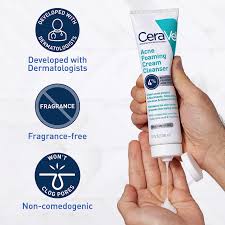 CeraVe Acne Foaming Cream Cleanser – 4% Benzoyl Peroxide Acne Treatment (150ml)